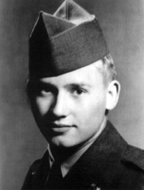 Young soldier wearing garrison cap portrait