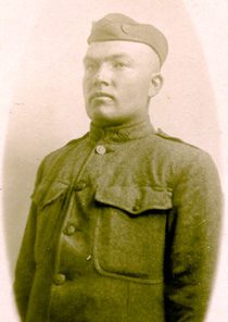 Sepia portrait of soldier in uniform