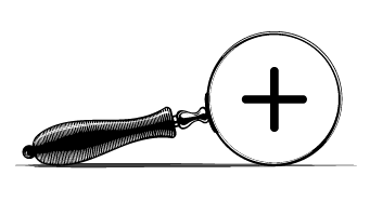 Magnifying glass showing plus sign for zoom