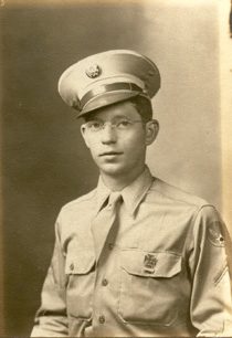 Sepia portrait of young soldier in uniform
