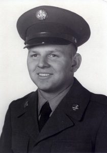 Vintage military portrait of smiling soldier