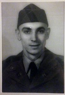 Black-and-white portrait of a young soldier