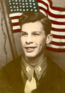 Vintage soldier portrait with American flag