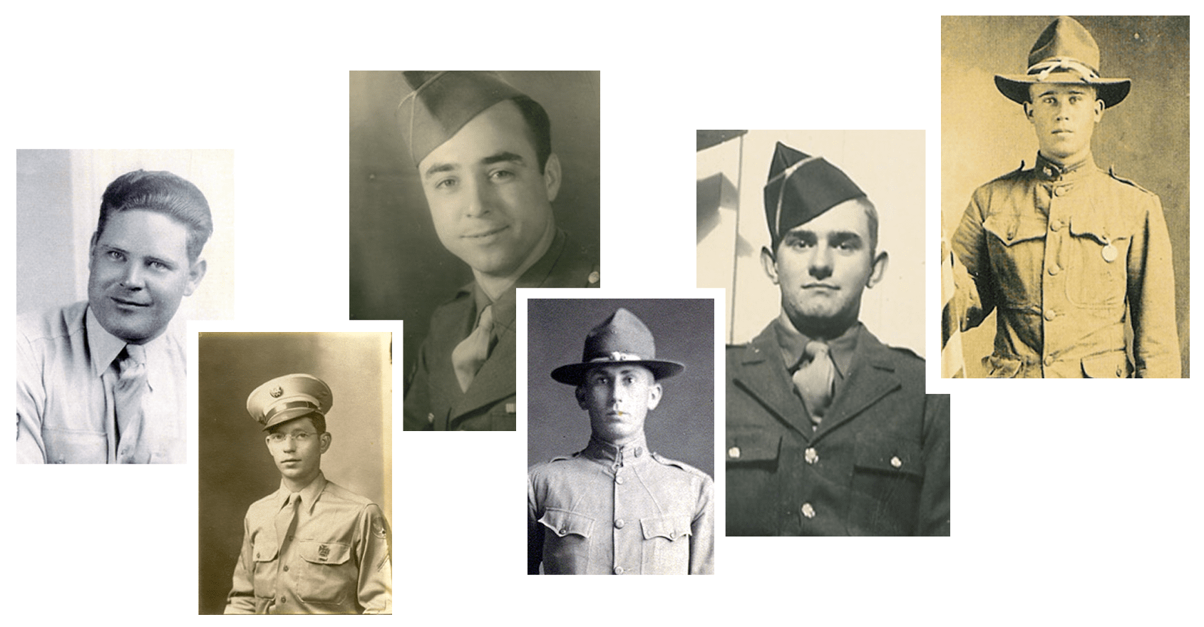 Collage of vintage military portrait photographs